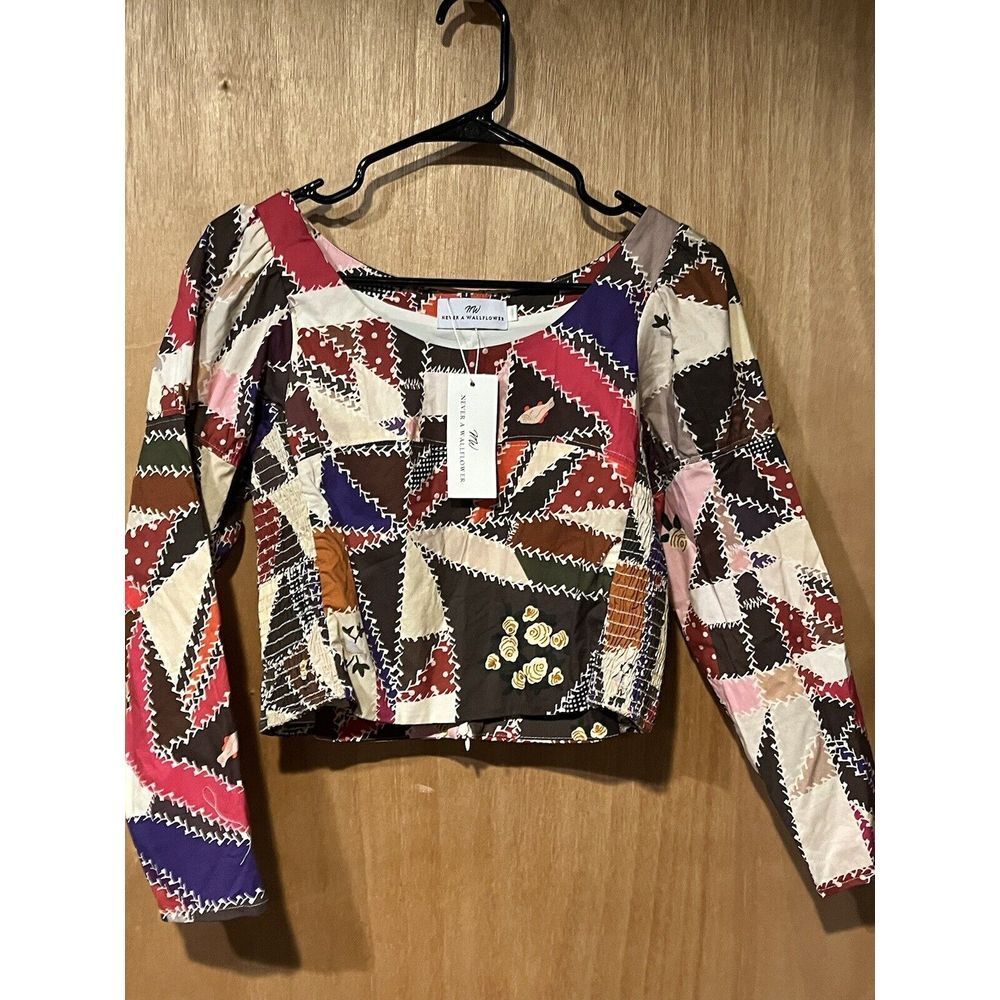 Wallflower Multicolor Patchwork Long Sleeve Crop Top